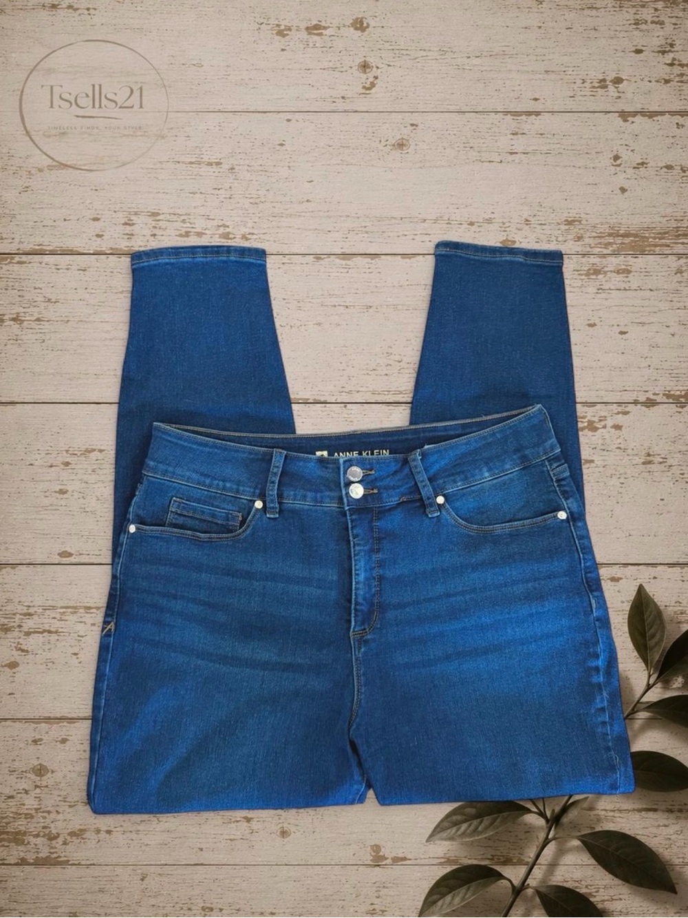 Anne Klein Double Button High Rise Skinny Jeans - Size 16